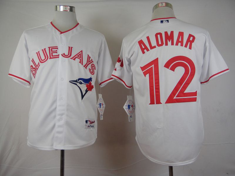 Men Toronto Blue Jays #12 Alomar White red MLB Jerseys